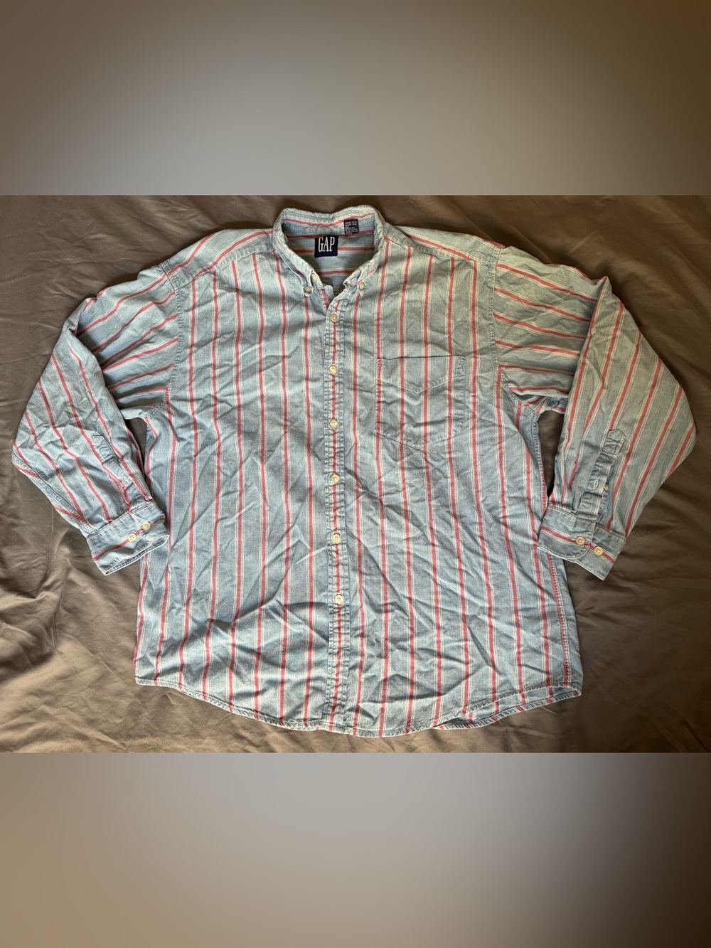 GAP Light Blue Shirt with Red and White Stripes